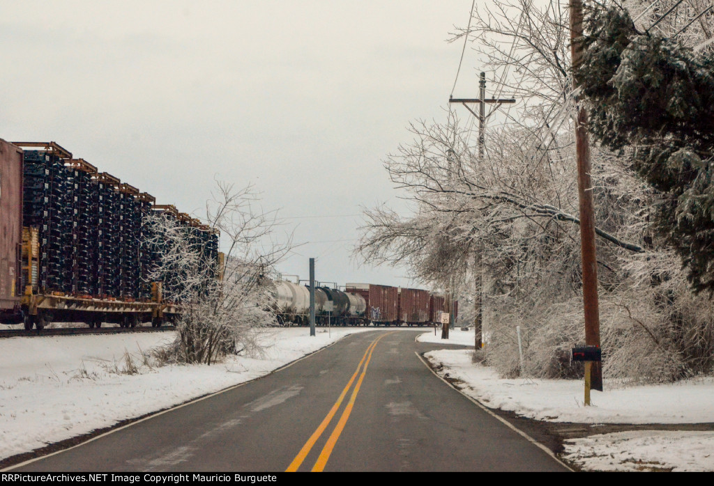 Train awaiting instructions next to Old La Grange Rd